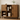 Living room storage unit with open shelves and cabinets